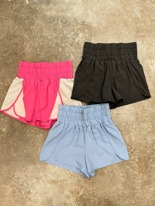 High Waisted Active Shorts - Two Tone